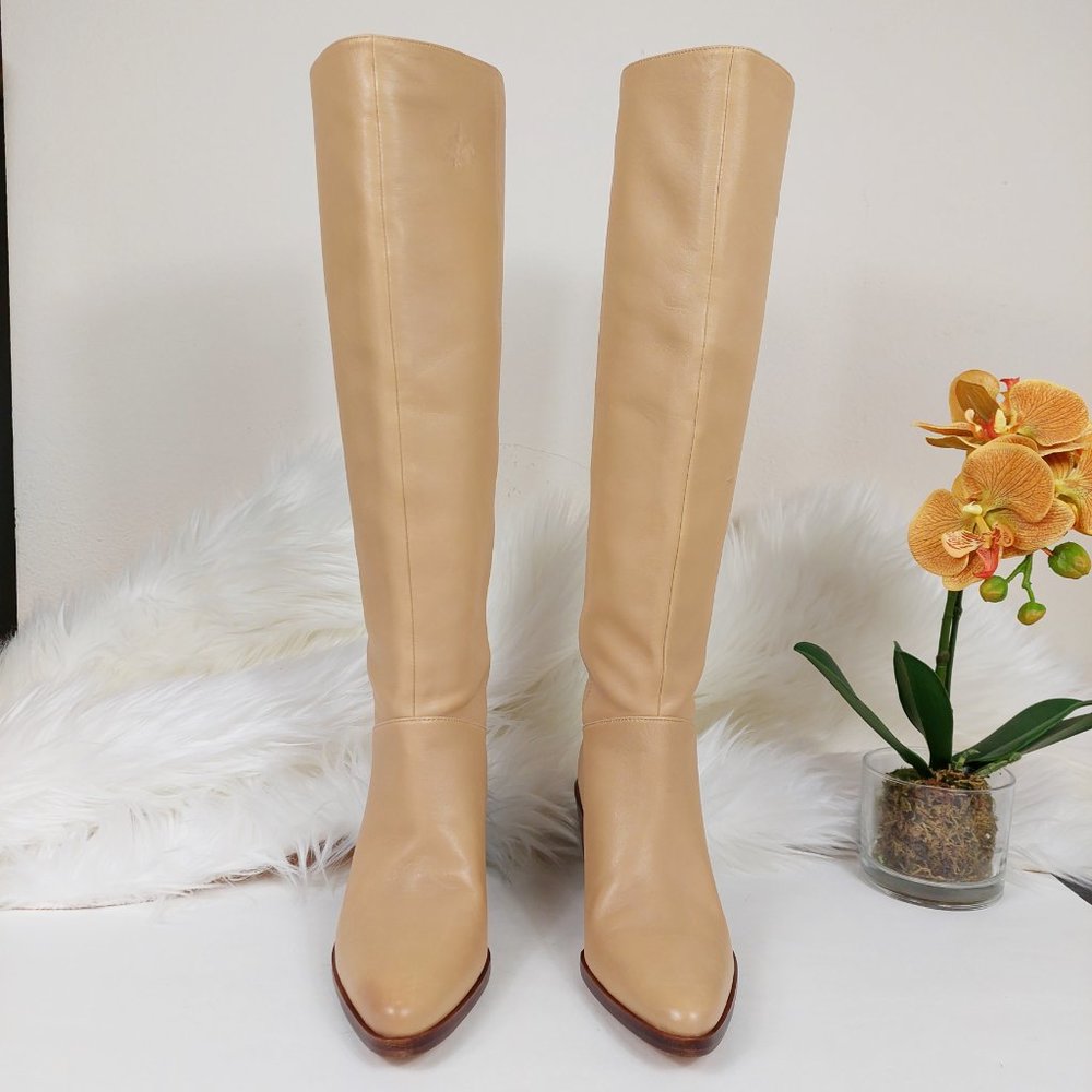 Vince Marlow Smooth Leather Tall Wedge Boots - Picture 9 of 12